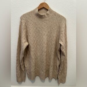 J. Crew Cable Knit Turtleneck Sweater in Beige